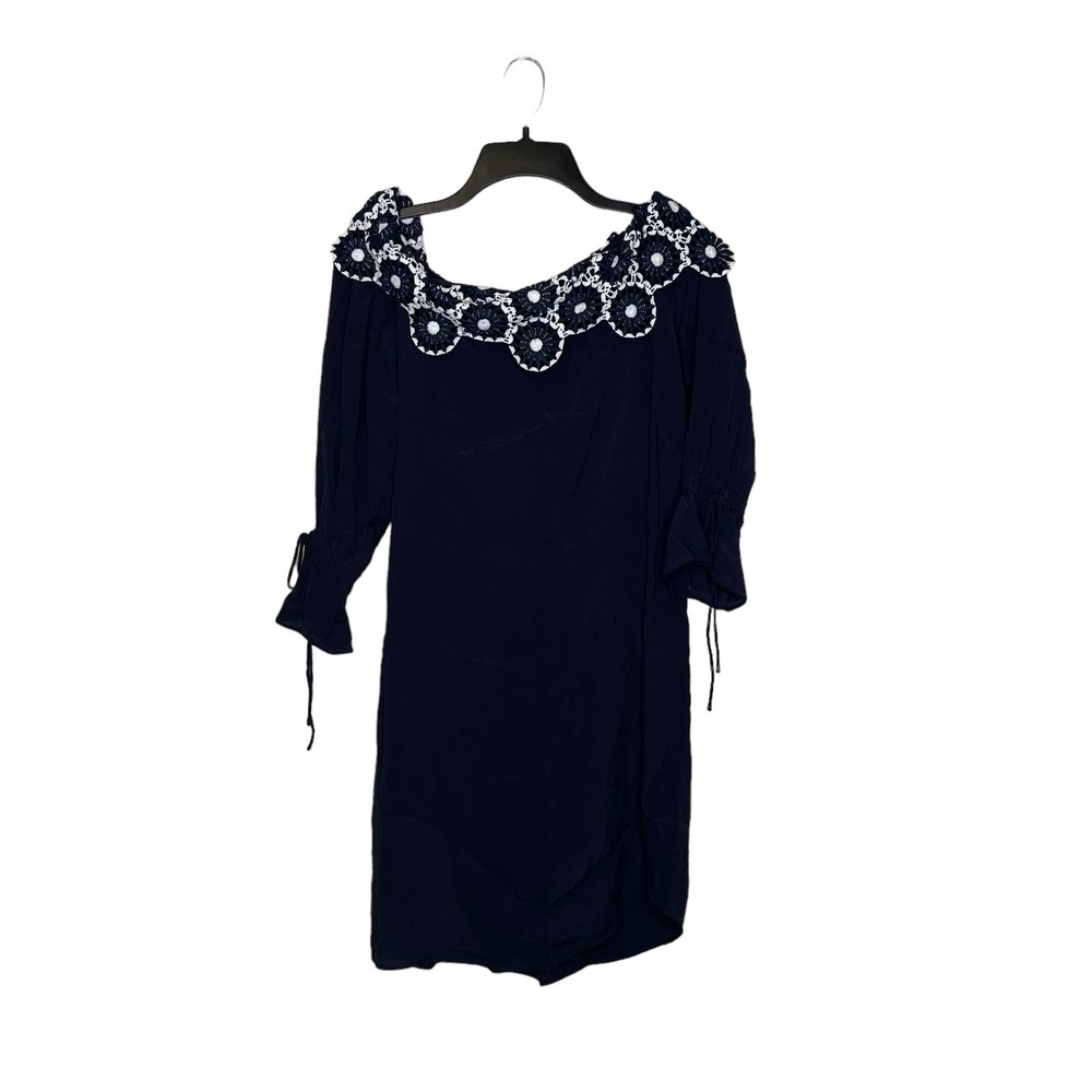 Loft Ann Taylor Off Shoulder Dress Floral Crochet Bell 3/4Sleeve Small Women